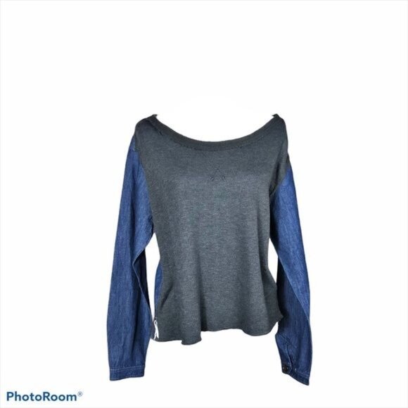 Free People Denim Embroidered Long Sleeve Top - Picture 4 of 7